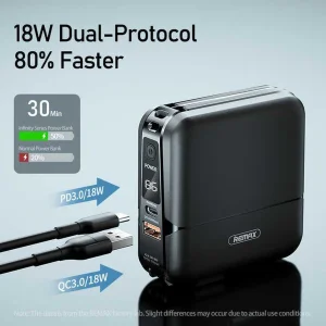 پاوربانک ریمکس مدل Infinity All in one - AC charger-RPP-20 ظرفیت 15000 میلی آمپرساعت