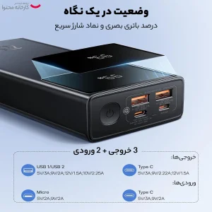 پاوربانک بیسوس مدل STAR-LORD-P10022905213-30W ظرفیت 30000 میلی آمپر ساعت