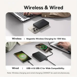 پاوربانک بی‌سیم 22.5 وات بیسوس مدل Airpow Ⅱ Qi2 Magnetic ظرفیت 10000 میلی‌آمپر ساعت
