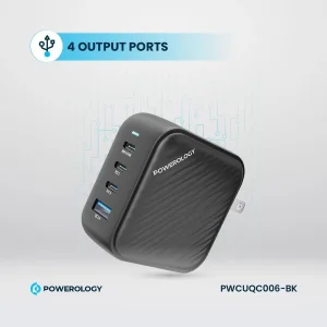 شارژر دیواری 100 وات چهار پورت پاورولوجی مدل PWCUQC006-BK
