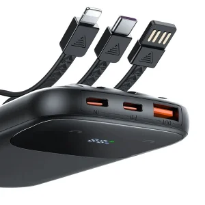 پاوربانک 22.5 وات مک دودو مدل EmoPower MC-852 ظرفیت 10000 میلی‌آمپرساعت به همراه سه عدد کابل USB-A، لایتنینگ و USB-C