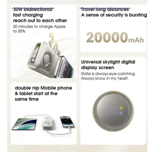 پاوربانک بیسوس مدل NOMOS 30W ظرفیت 20000 میلی آمپر ساعت