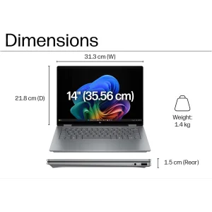 لپ تاپ 14 اینچی اچ‌ پی مدل OmniBook X Flip 14-fm0013dx-Core Ultra 5 226V-16GB LPDDR5X 8533MHz-2TB SSD-Touch-Backlit-W - کاستوم شده