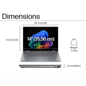 لپ تاپ 14 اینچی اچ‌ پی مدل OmniBook X Flip 14-fm0013dx-Core Ultra 5 226V-16GB LPDDR5X 8533MHz-512GB SSD-Touch-Backlit-W