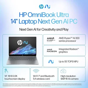 لپ‌تاپ 14 اچ‌ پی مدل OmniBook Ultra 14 fd0002na-Ryzen AI 9 365-32GB LPDDR5X-1TB SSD-Touch-2.2K-Backlit