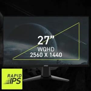 مانیتور گیمینگ 27 اینچ ام اس آی مدل MAG 275QF، رزولوشن WQHD، پنل Rapid IPS، نرخ بروزرسانی 180 هرتز، با نسبت تصویر 16:9، دارای پورت HDMI و DisplayPort و خروجی هدفون