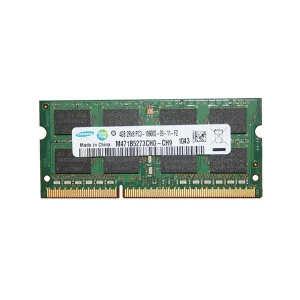 رم لپ‌تاپ DDR3 تک کاناله 4 گیگابایت سامسونگ مدل M471B5273CH0-CH9 فرکانس 1333 مگاهرتز، تایمینگ CL9، ولتاژ کاری 1.5 و 1.35 ولت، نوع SO-DIMM با 204 پین