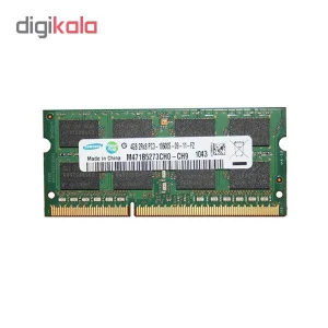 رم لپ‌تاپ DDR3 تک کاناله 4 گیگابایت سامسونگ مدل M471B5273CH0-CH9 فرکانس 1333 مگاهرتز، تایمینگ CL9، ولتاژ کاری 1.5 و 1.35 ولت، نوع SO-DIMM با 204 پین