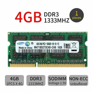 رم لپ‌تاپ 4 گیگابایت DDR3 سامسونگ مدل 10600s فرکانس 1333 مگاهرتز تک کاناله