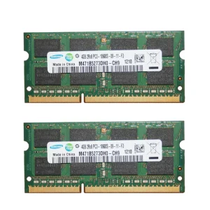 رم لپ‌تاپ سامسونگ DDR3 دو کاناله 4 گیگابایت 1333 مگاهرتز مدل 10600s بسته 2 عددی SO-DIMM
