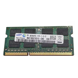رم لپ‌تاپ DDR3 تک کاناله سامسونگ مدل PC3-12800s ظرفیت 4 گیگابایت تایمینگ CL11 ولتاژ 1.5 ولت SO-DIMM
