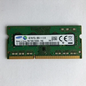 رم لپ‌تاپ سامسونگ DDR3L تک کاناله 4 گیگابایت مدل PC3L-12800 فرکانس 1600 مگاهرتز ولتاژ 1.35 ولت تایمینگ 11 نوع ماژول SO-DIMM