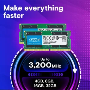 رم لپ‌تاپ DDR4 تک کاناله 8 گیگابایت 3200 مگاهرتز کروشیال مدل CT8 با تایمینگ CL22 و ولتاژ 1.2 ولت