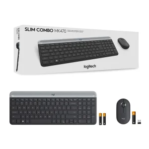 کیبورد و ماوس بی‌سیم لاجیتک مدل MK470، سوییچ ممبران، Full-Size به همراه هاب چهار پورت USB-C تسکو مدل THU 1160 و پایه نگهدارنده لپ تاپ ارگو مدل WLB007