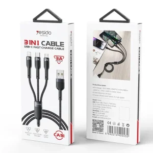کابل تبدیل USB به USB-C/microUSB/لایتنینگ یسیدو مدل CA91 طول 1.2 متر