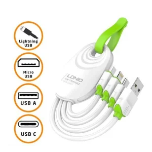 کابل تبدیل USB به microUSB / USB-C / لایتنینگ الدینیو مدل LC95 طول 0.15 متر