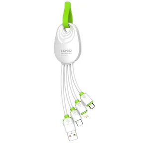 کابل تبدیل USB به microUSB / USB-C / لایتنینگ الدینیو مدل LC95 طول 0.15 متر