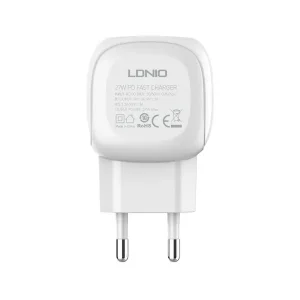 شارژر دیواری 27 وات الدینیو مدل A1206C به همراه کابل لایتنینگ