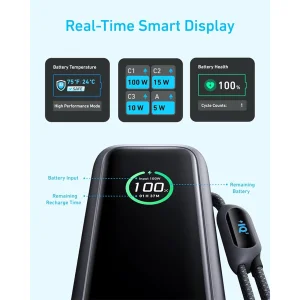 پاوربانک 100 وات انکر مدل A1695 ظرفیت 25000 میلی آمپر ساعت به همراه دو کابل USB-C