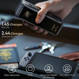 پاوربانک 140 وات انکر مدل A110G Black Myth: Wukong Edition ظرفیت 20100 میلی‌آمپرساعت به همراه کابل تبدیل USB-C