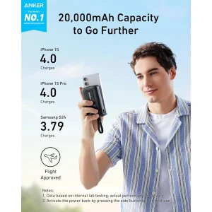 پاوربانک انکر مدل Zolo A1689 ظرفیت 20000 میلی آمپر ساعت، حداکثر توان 30 وات