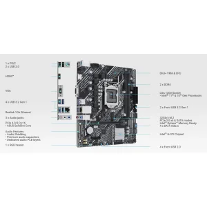 مادربرد ایسوس مدل PRIME H510M-K R2.0 به همراه پردازنده مرکزی اینتل مدل Core i3 10100-Tray