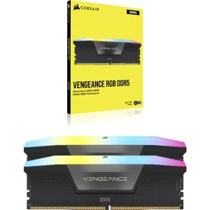 رم دسکتاپ کورسیر DDR5 دو کاناله 32 گیگابایت 6000 مگاهرتز مدل VENGEANCE RGB با تایمینگ CL36 و هیت‌سینک خنک‌کننده