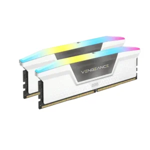 رم دسکتاپ DDR5 دو کاناله 32 گیگابایت کورسیر مدل VENGEANCE RGB White فرکانس 6000 مگاهرتز تایمینگ CL36 و هیت‌سینک خنک‌کننده