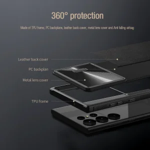 کاور نیلکین مدل CamShield Leather S Case مناسب برای گوشی موبایل سامسونگ Galaxy S23 Ultra