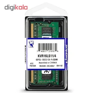 رم لپ تاپ DDR3L تک کاناله 1600 مگاهرتز CL11 کینگستون مدل KVR16S ظرفیت 4 گیگابایت