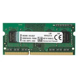 رم لپ‌تاپ کینگستون DDR3L تک کاناله 4 گیگابایت مدل KCPC3L فرکانس 1600 مگاهرتز تایمینگ CL11 ولتاژ 1.35 ولت نوع ماژول SO-DIMM