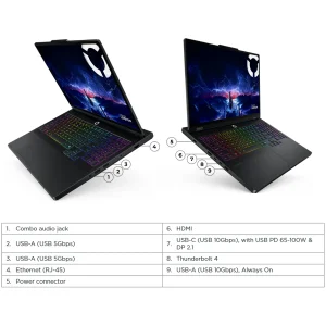لپ تاپ 16 اینچی لنوو مدل Legion Pro 5 16IAX10-Core ultra 9 275HX-RTX5060 8GB-40GB DDR5 5600MHz-1TB SSD-WQXGA OLED 165Hz-W - کاستوم شده
