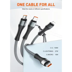 کابل تبدیل USB-C به USB-C / microUSB / لایتنینگ الدینیو مدل 3IN1 LC94c طول 1.2 متر
