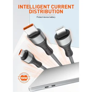 کابل تبدیل USB-C به USB-C / microUSB / لایتنینگ الدینیو مدل 3IN1 LC94c طول 1.2 متر