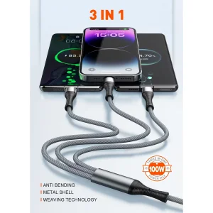 کابل تبدیل USB-C به USB-C / microUSB / لایتنینگ الدینیو مدل 3IN1 LC94c طول 1.2 متر