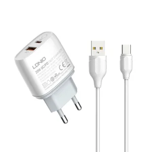 شارژر دیواری الدینیو مدل A2424C 20w به همراه کابل USB-C