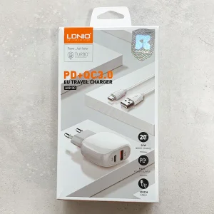 شارژر دیواری 20 وات الدینیو مدل A2313C به همراه کابل تبدیل usb-c