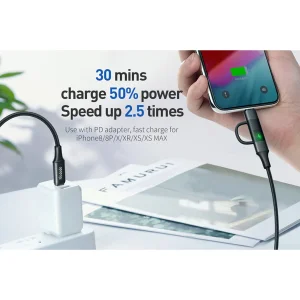 کابل تبدیل USB-C به لایتنینگ/USB-C مک دودو مدل 2IN1 PD Fast Charge طول 1.2 متر