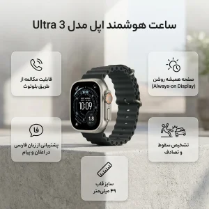 ساعت هوشمند 49 میلی متری اپل مدل Ultra 3 Natural Titanium Case با بند Ocean
