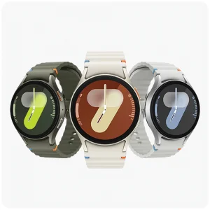 ساعت هوشمند سامسونگ مدل Galaxy Watch 7 40mm دارای قابلیت های کنترل موسیقی (Music Player)، قابلیت مکالمه از طریق بلوتوث، قابلیت تغییر طرح ساعت یا تم، صفحه همیشه روشن (Always-on Display)، پشتیبانی از دستیار صوتی بند پلاستیک