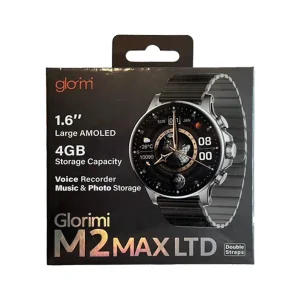 ساعت هوشمند گلوریمی مدل M2 MAX LTD دارای قابلیت های کنترل موسیقی (Music Player)، قابلیت مکالمه از طریق بلوتوث، قابلیت تغییر طرح ساعت یا تم، صفحه همیشه روشن (Always-on Display) بند سیلیکون