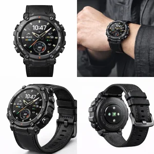 ساعت هوشمند 48 میلی متری امیزفیت مدل T-Rex 3 Pro با بند سیلیکونی