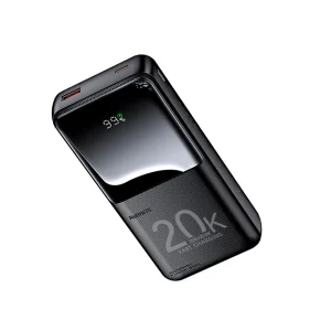پاوربانک 22.5 وات ریمکس مدل RPP-990 ظرفیت 20000 میلی آمپر ساعت به همراه کابل USB-C و لایتنینگ