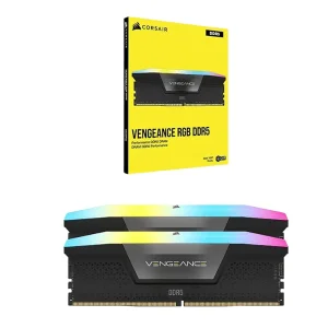 رم دسکتاپ DDR5 دو کاناله Corsair مدل VENGEANCE RGB ظرفیت 32GB فرکانس 6400MHz تایمینگ CL40 هیت‌سینک آلومینیومی و نورپردازی ARGB پشتیبانی از XMP 3.0
