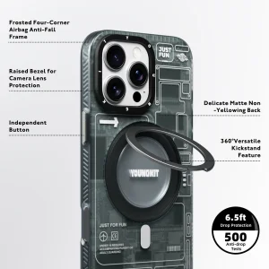 کاور یانگ کیت مدل Cyberpunk 360° Spin Magnetic Stand Case مناسب برای گوشی موبایل اپل iphone 16 promax