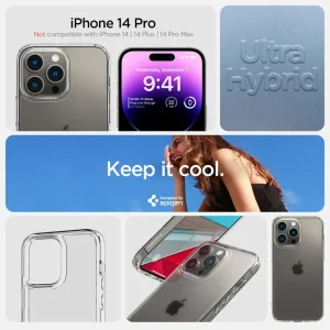 کاور اسپیگن مدل ultra-hybrid مناسب برای گوشی موبایل اپل iphone 14 pro