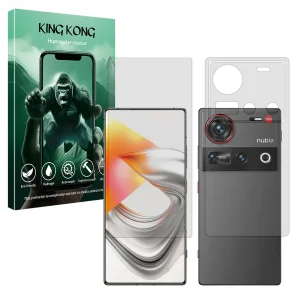 محافظ صفحه نمایش شفاف کینگ کونگ مدل Tough مناسب برای گوشی موبایل زد تی ای Nubia Z70 Ultra به همراه محافظ پشت گوشی