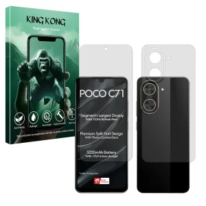 محافظ صفحه نمایش مات کینگ کونگ مدل Tough مناسب برای گوشی موبایل شیائومی Poco C71 به همراه محافظ پشت گوشی