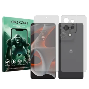 محافظ صفحه نمایش شفاف کینگ کونگ مدل Tough مناسب برای گوشی موبایل موتورولا Edge 50 Pro به همراه محافظ پشت گوشی