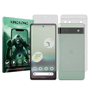 محافظ صفحه نمایش مات کینگ کونگ مدل Tough مناسب برای گوشی موبایل گوگل Pixel 6a به همراه محافظ پشت گوشی